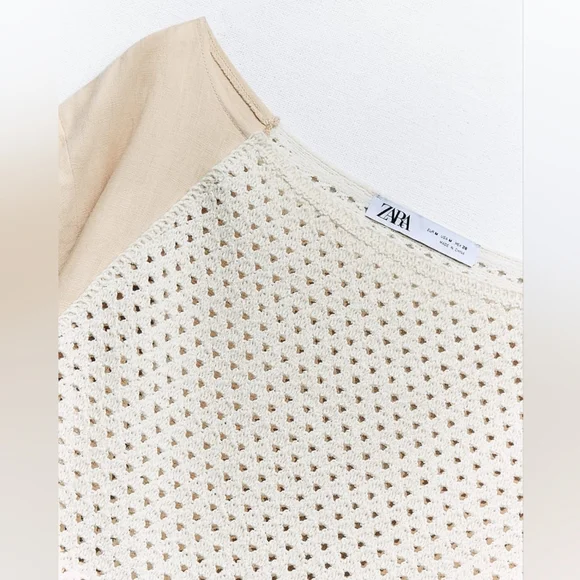 ZARA MIXED LINEN BLEND KNIT DRESS - Picture 8 of 9